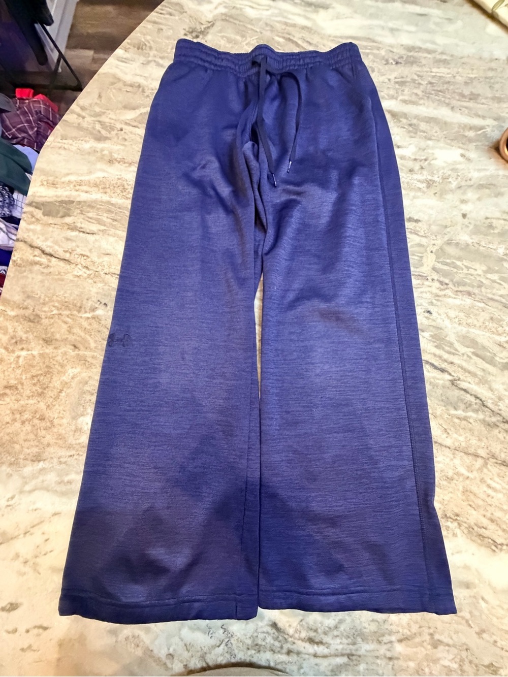 Under Armour ColdGear Medium Navy Fleece Lined Wide Leg Sweatpants Drawstring